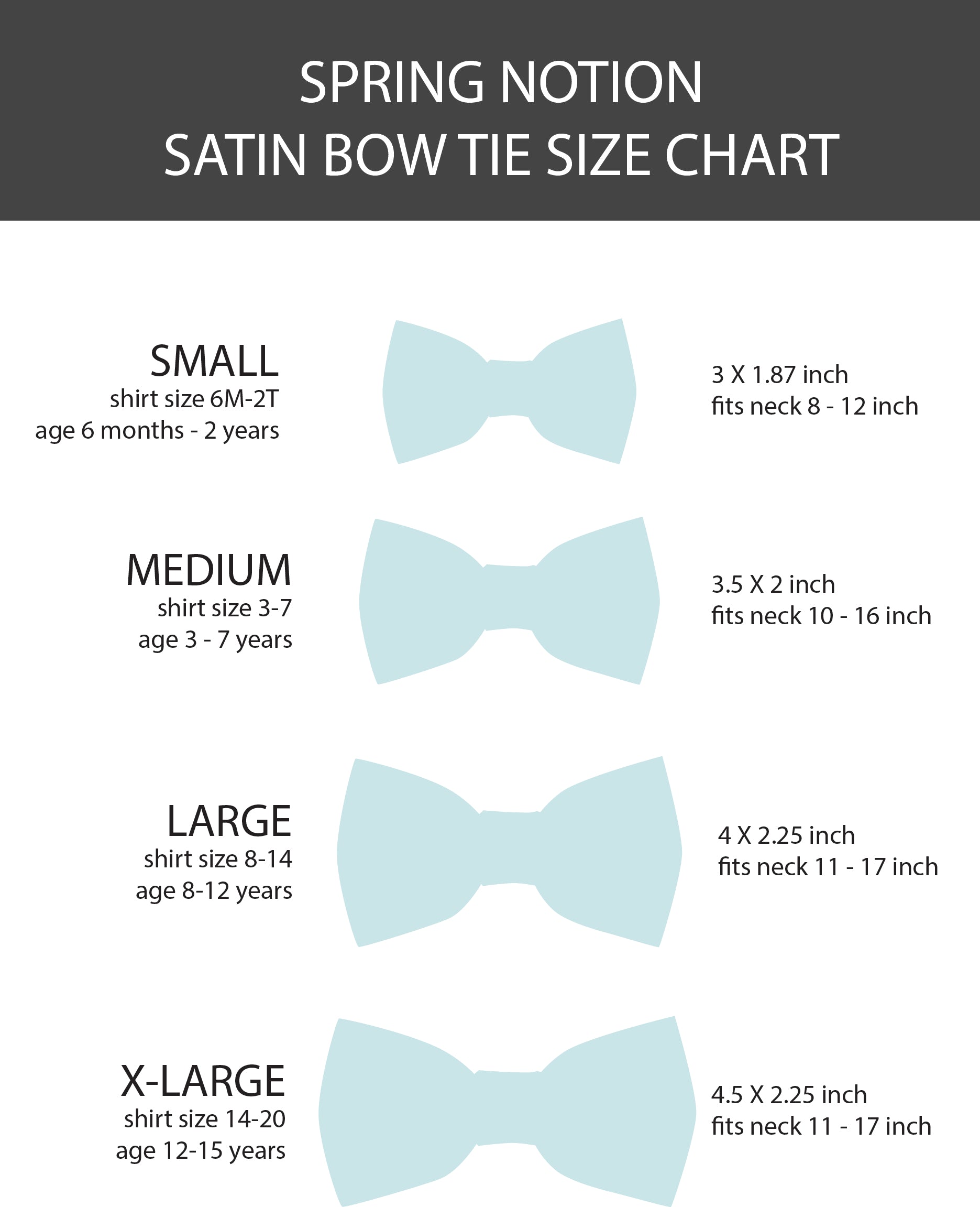 bow tie size chart