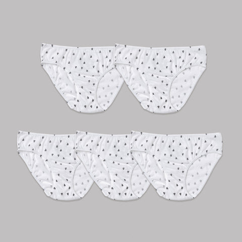 Nubies Essentials Girls' 5pk Heart Print Underwear - White : Target