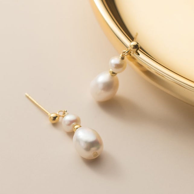 Joy Double Pearl Drop Earrings