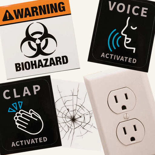 20 3D Prank Stickers Voice Clap Activated Biohazard Crack Glass Outlet bin  231