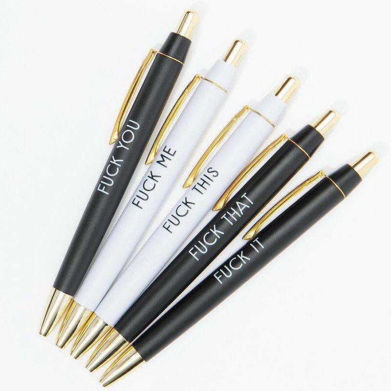 5-Piece set Fuck Pens, Fuck It Pens, Fancy Fuck You Pens, Swear Words  Ballponit Pens, Novelty Pens for Adults, Black Ink 1.0 mm Ballponit Pens