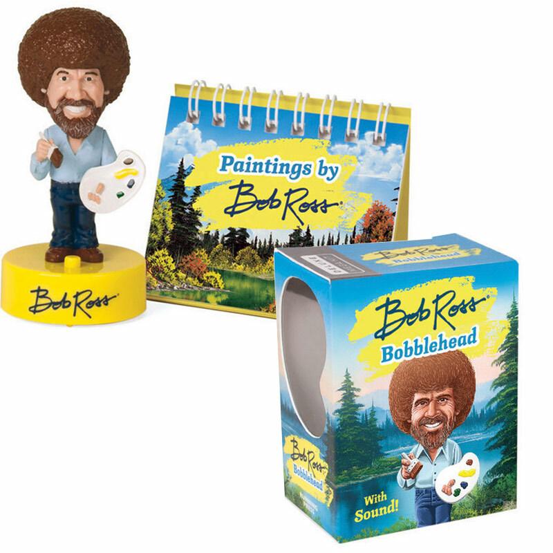 Mini Bob Ross Talking Bobblehead and Easel Book Set - World Market