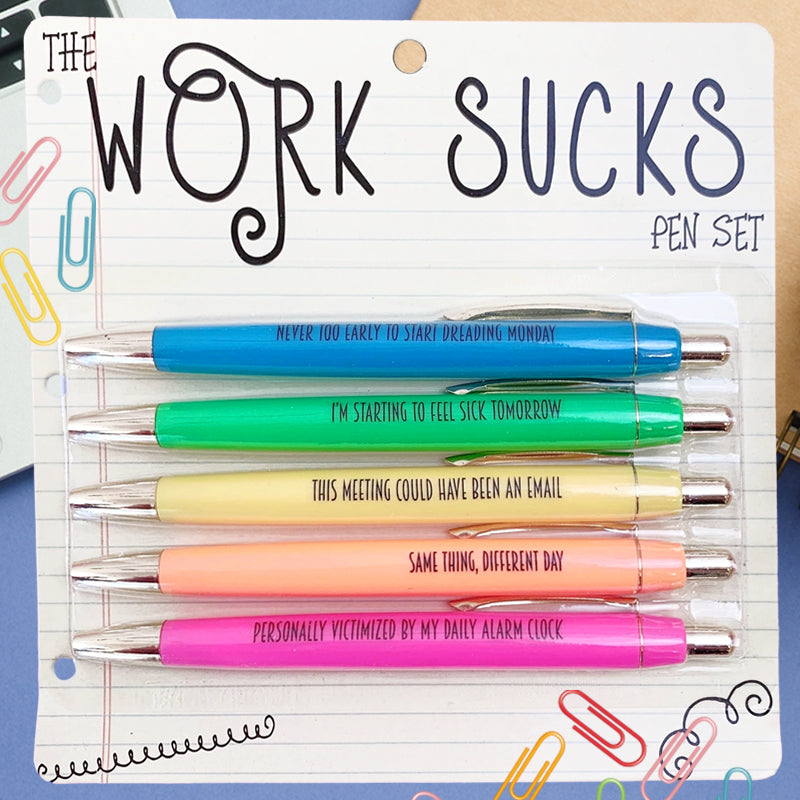 Uncle's Funny Pens - Set 5 Office Pens for Positive Coworkers Vibe, Fun,  Sarcastic, Humorous and little offensive Unique Office Supplies, Funny