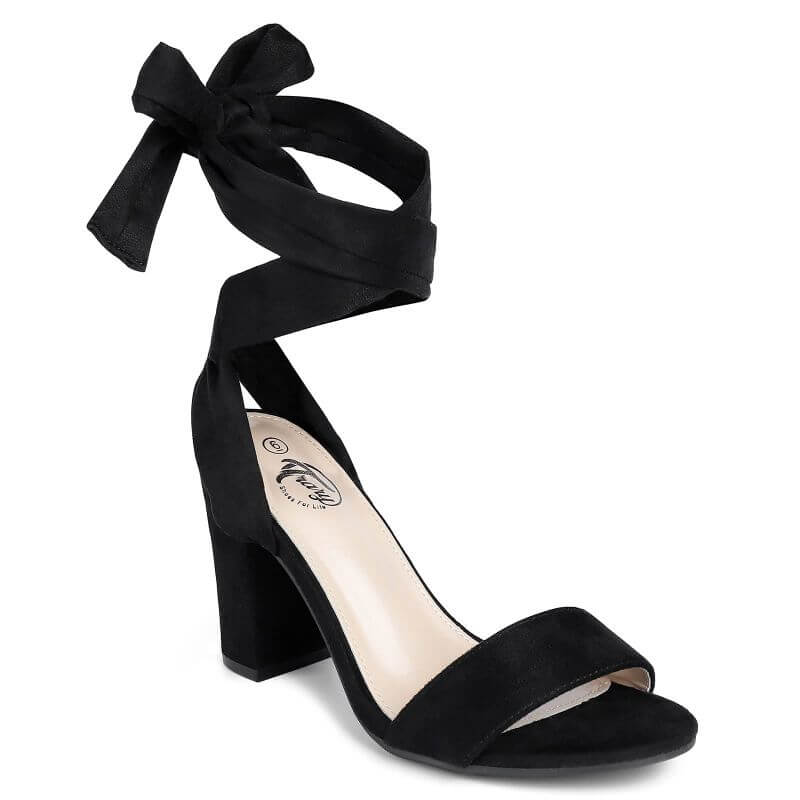 Black Lace Up Heels Sandals