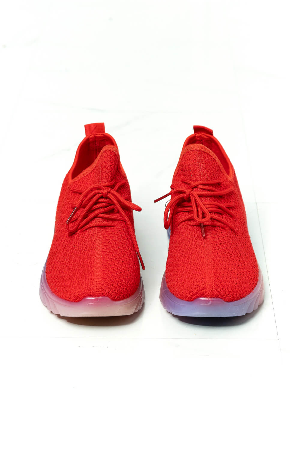 La Sheelah Runner's Delight Color Block Lace-Up Sneaker in Red