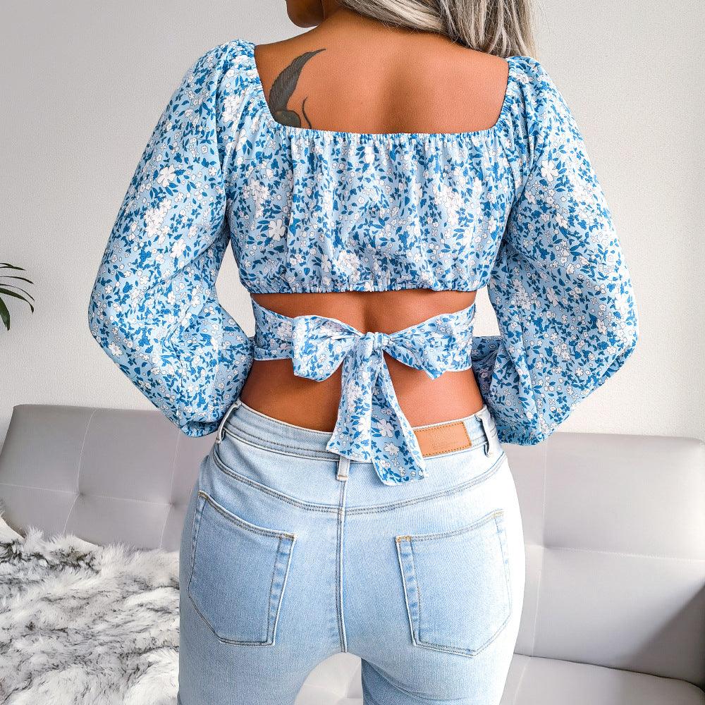 Ditsy Floral Crisscross Cropped Top - Shanae Deon