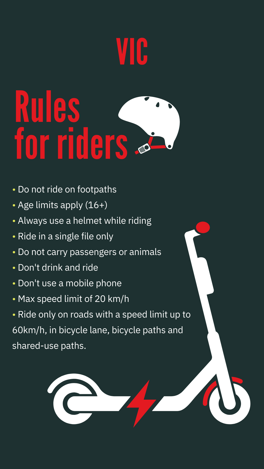 Victoria Electric Scooters Rules 