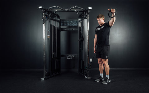 Lifter exercising on a REP Fitness cable machine