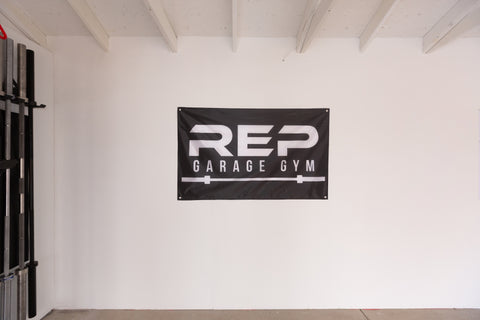 REP garage gym flag