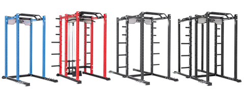 A row of different power racks