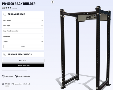 A screen shot from REP's virtual rack builder