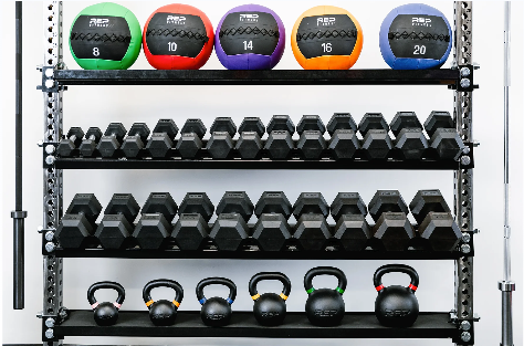 Dumbbell and Kettlebell Storage Shelf