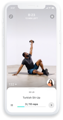 Screen shot of a workout app