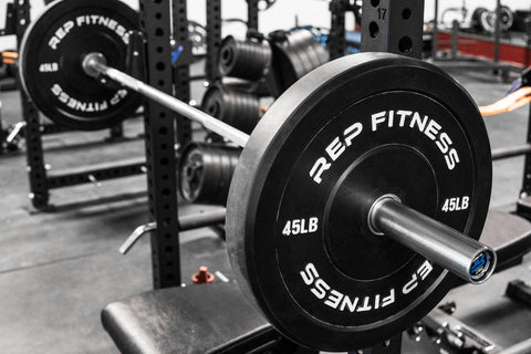 Bumper plates on a barbell
