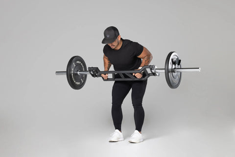 Low rows/bent-over rows/Pendlay rows with a cambered swiss bar