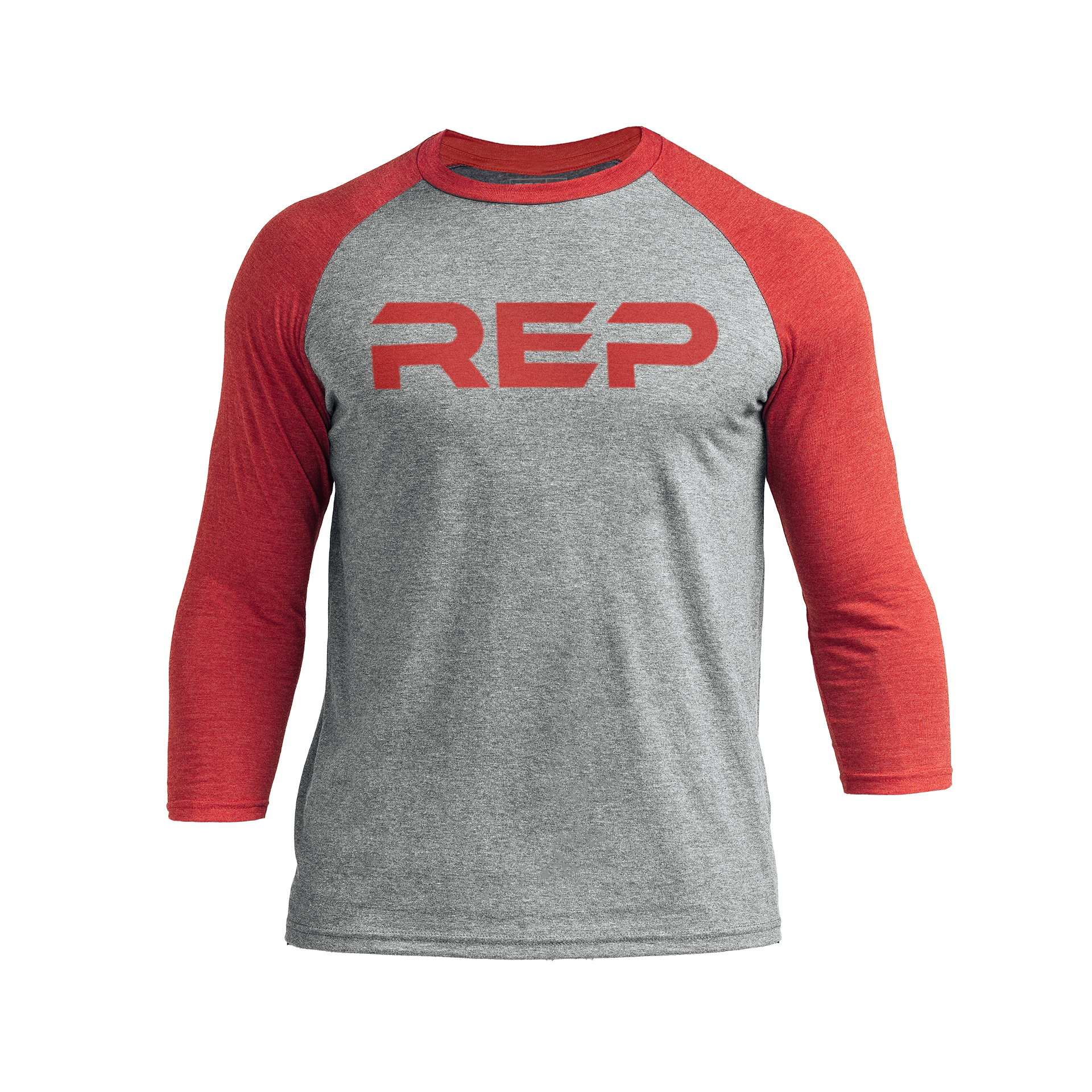 Men's Daily Driver ¾ Sleeve Tri-Blend Crew - Heather Gray/Red / X-Small