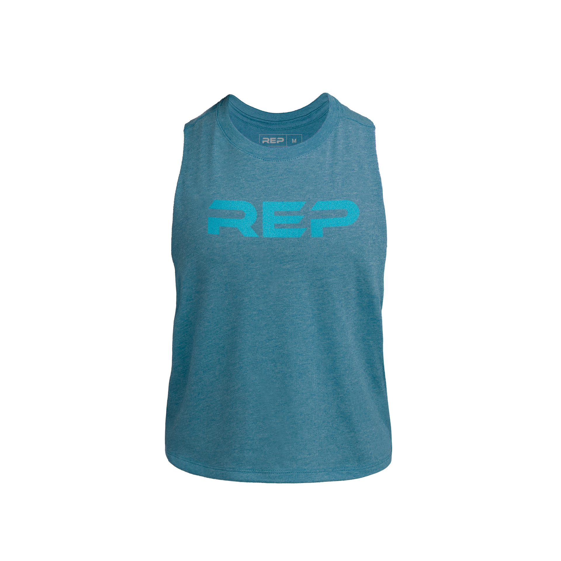 Women's Daily Driver Cropped Dual-Blend Tank - Heather Teal/Teal / X-Small