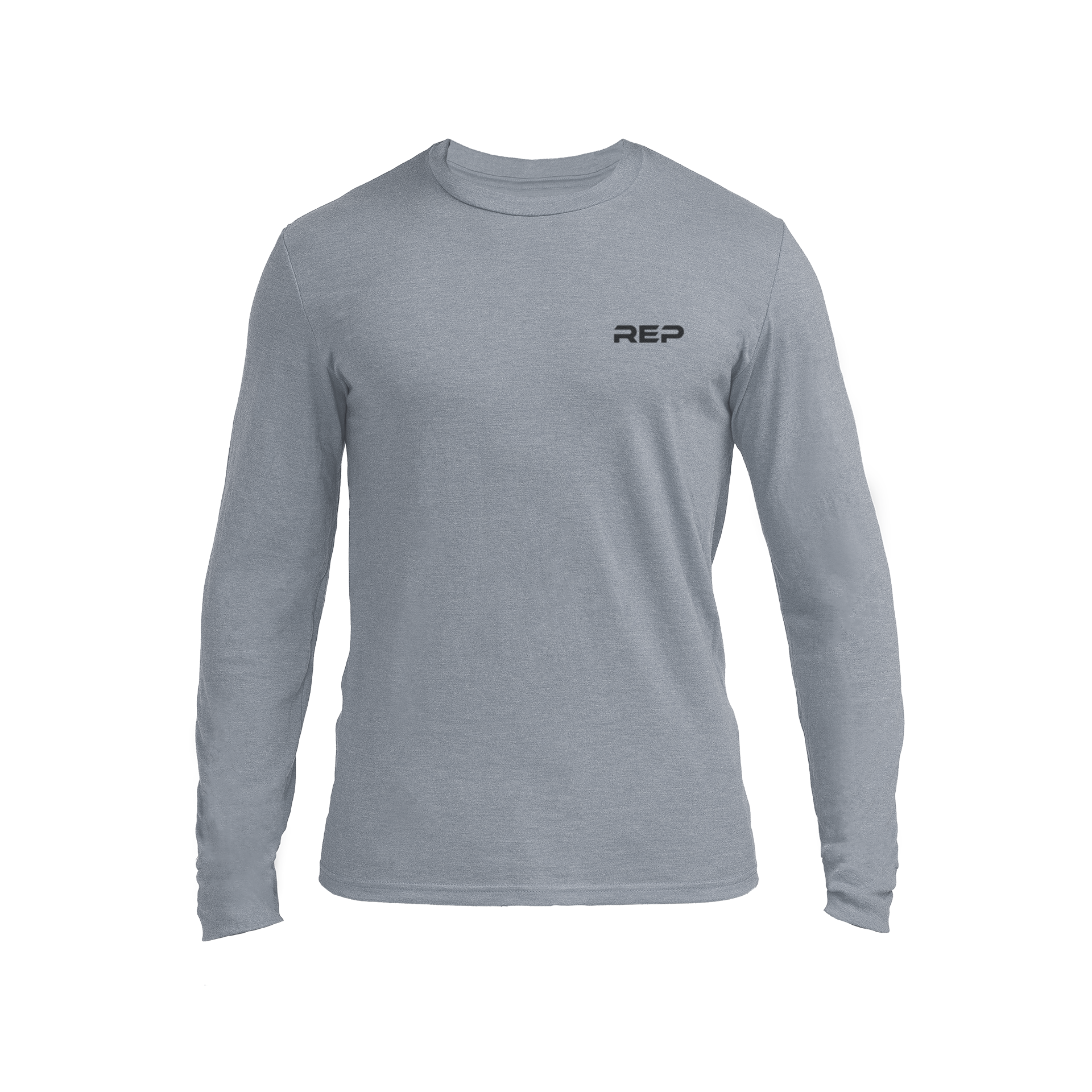 Men's REP Long-Sleeve Tri-Blend Crew - Heather Flint/Silver / X-Small