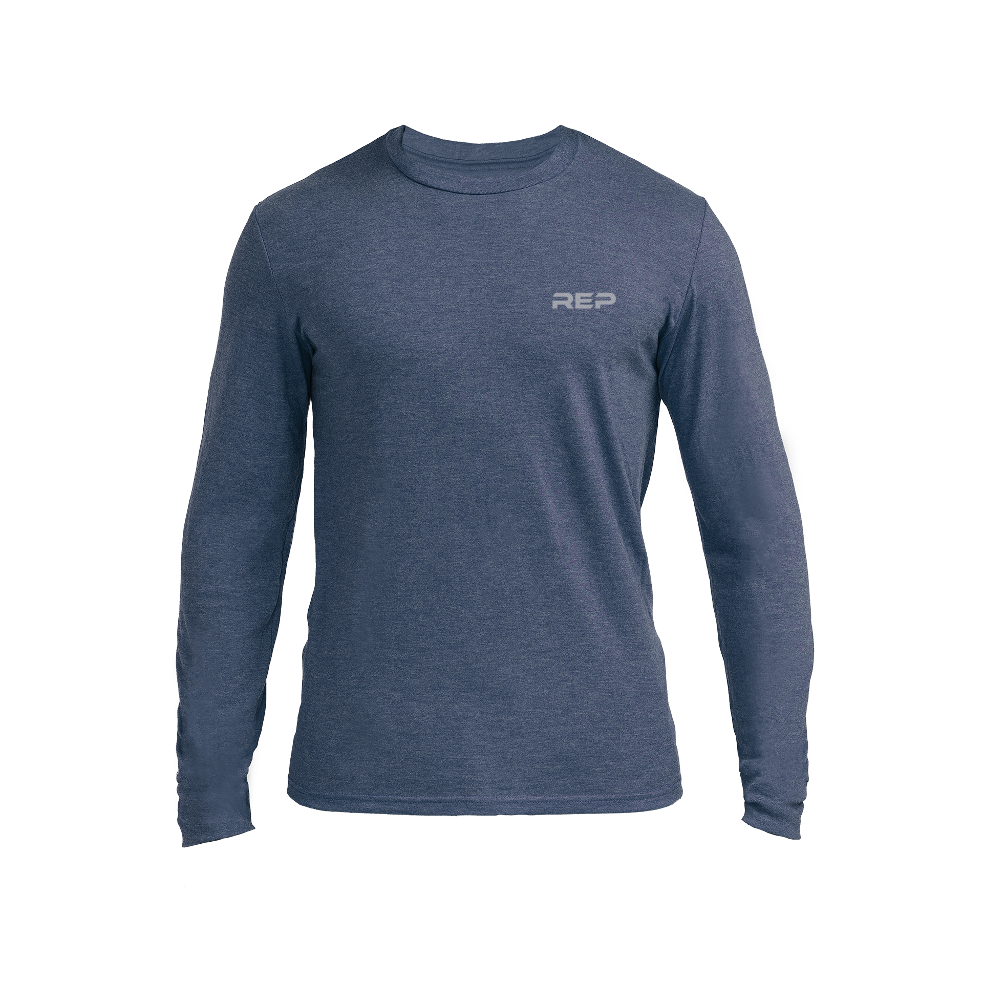 Men's REP Long-Sleeve Tri-Blend Crew - Heather Navy/Cool Gray / X-Small