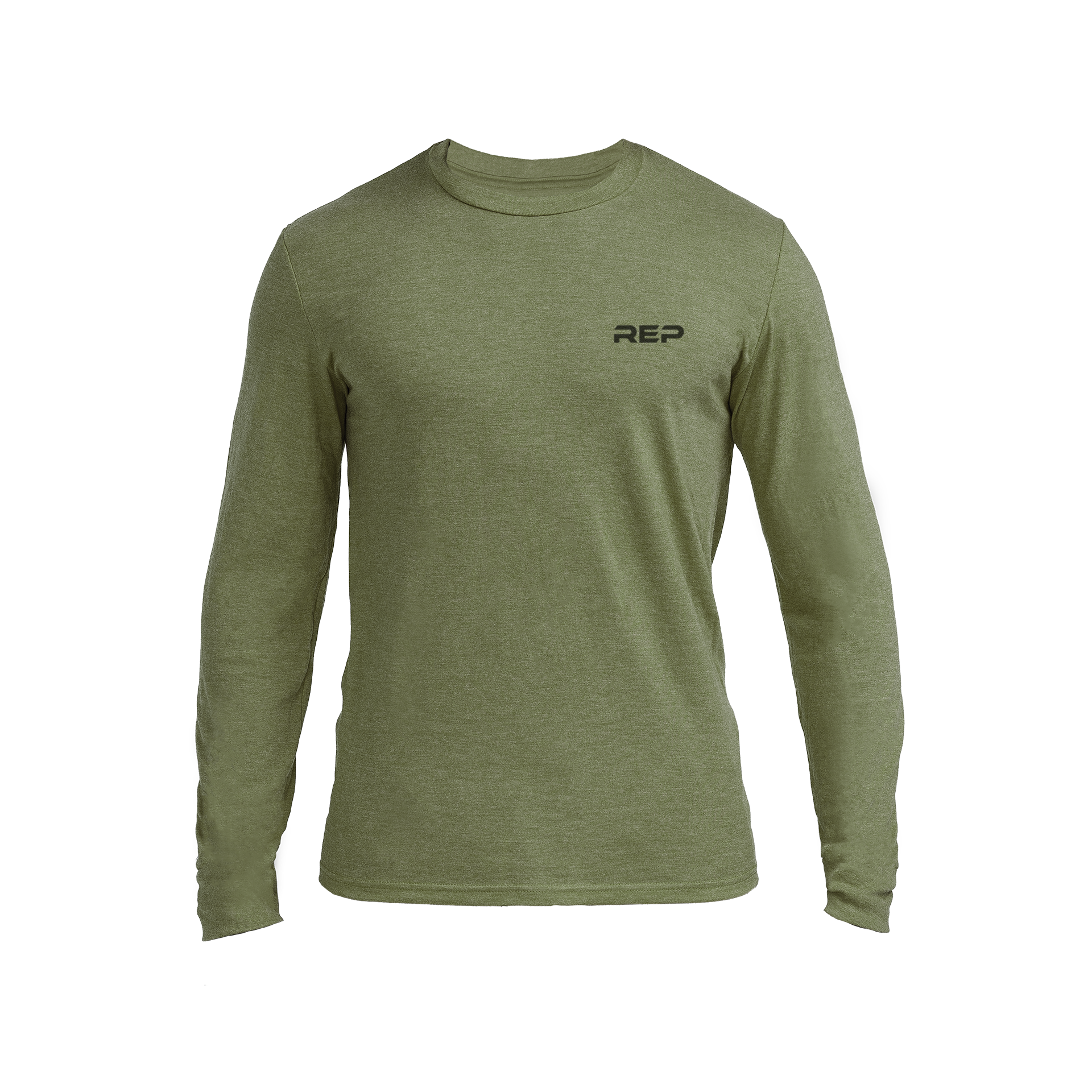 Men's REP Long-Sleeve Tri-Blend Crew - Heather Olive/Black / X-Small