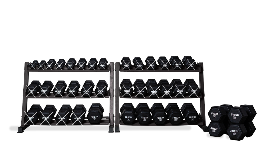 Rubber Coated Dumbbells - 80-100lb Set