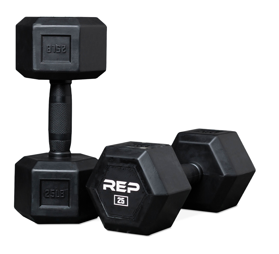 Rubber Coated Dumbbells, REP Fitness