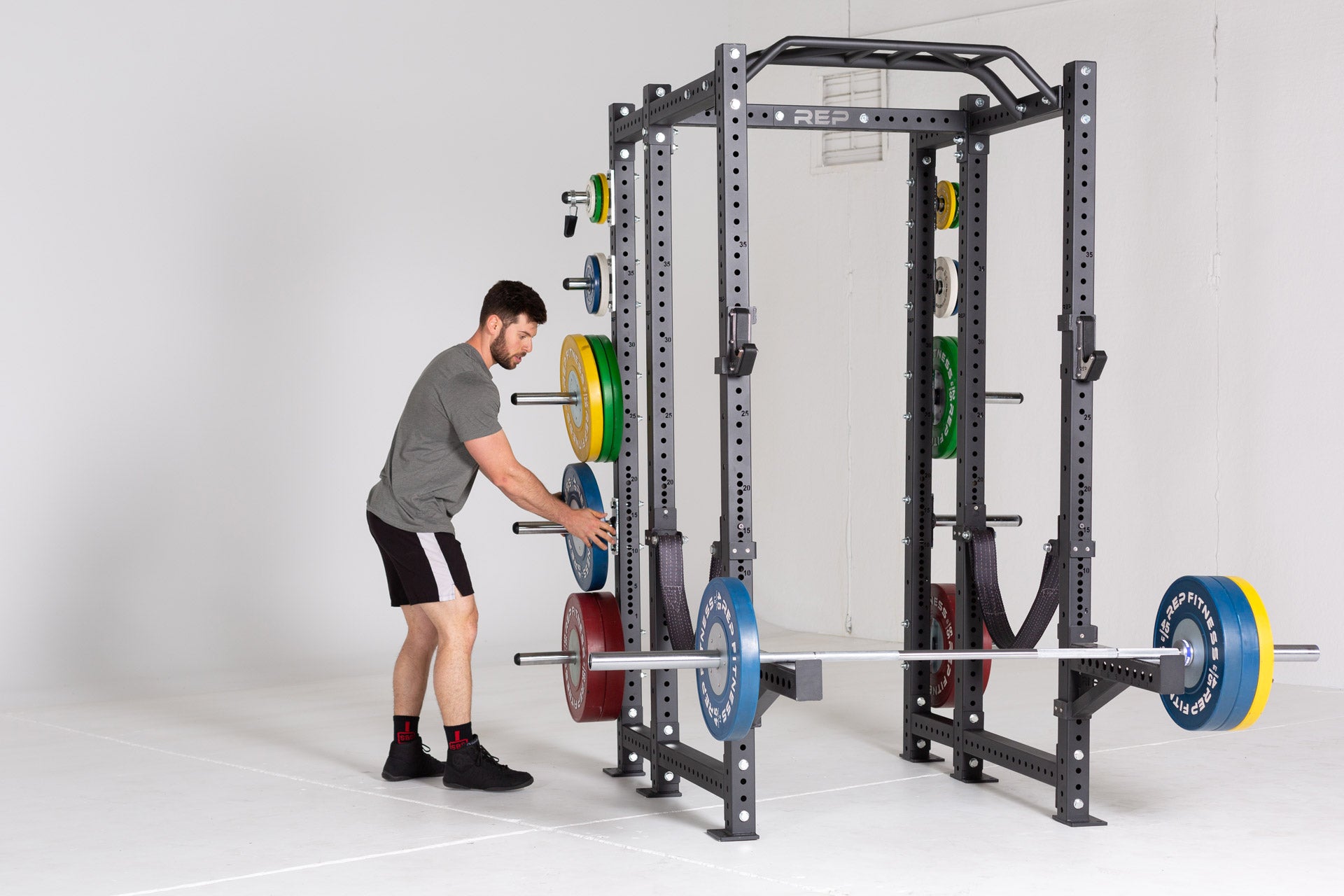 American Barbell Power Rack w/ Storage Extension and Safety Spotter St –  Total Fitness USA