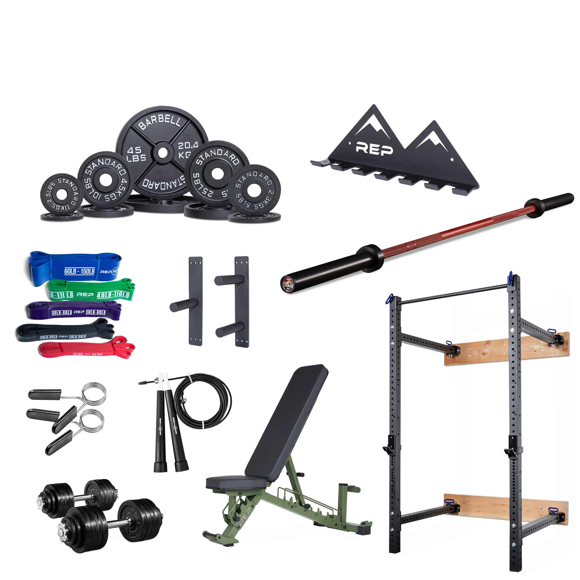 Ad - Homegym Set - training for all muscle groups - whole body training for  home - bench, dumbbells, stan