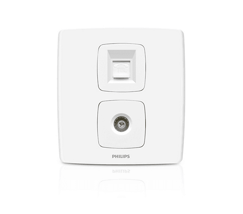 Philips LeafStyle Telephone Socket + TV Socket