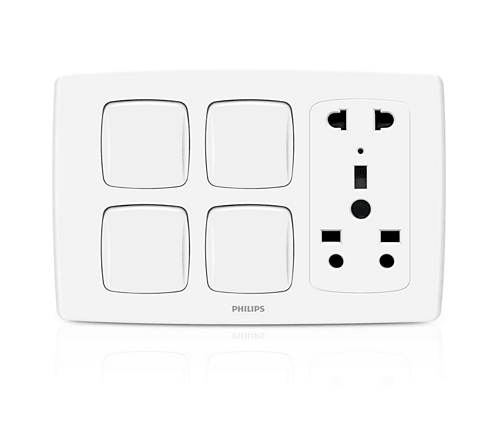 Philips LeafStyle  4 Switch + 1 Multi Socket