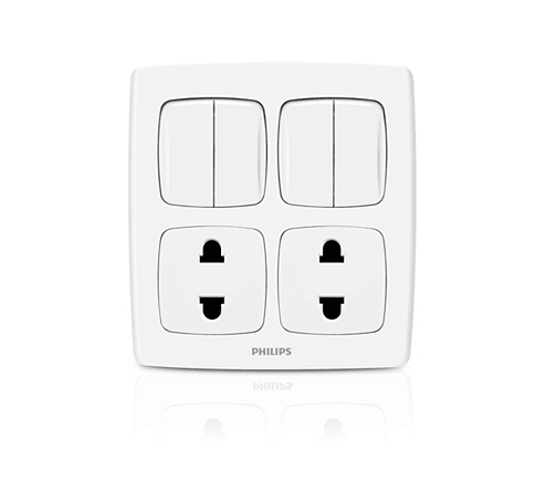 Philips LeafStyle 2 Double Switch + 2 Socket