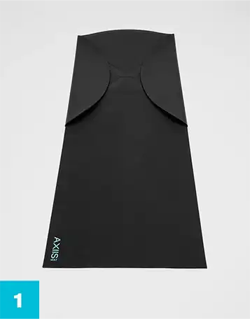 Illustration how the AXIIS Yoga / Exercise Mat rolls out.