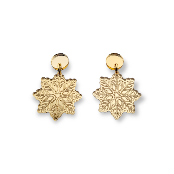 Snowflake Earrings - Gold Mirror