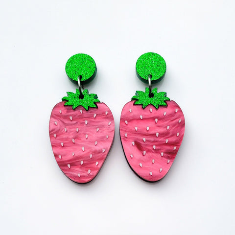 Retro Strawberry Popsicle Mismatch Plastic Earrings - $7 - From Reba