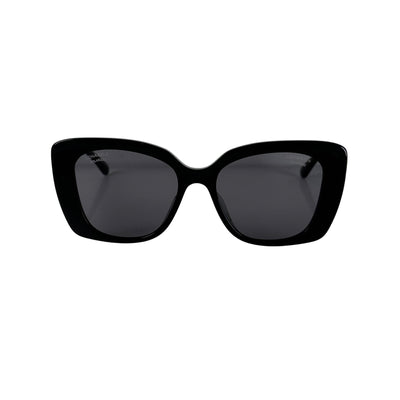 Black Acetate/Strass Square Polarized Sunglasses