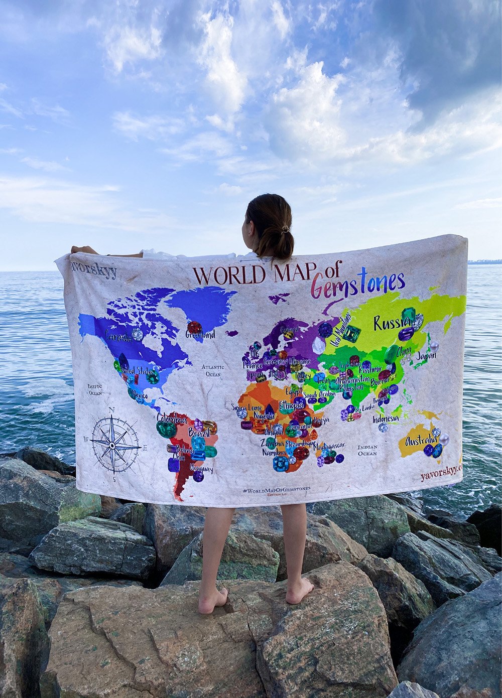 world map travel towel