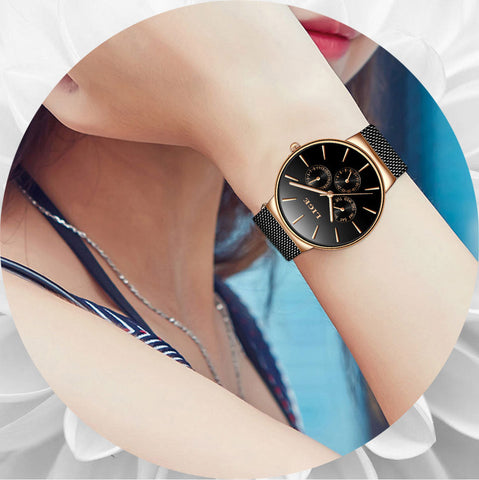 Relógio Minimalista Feminino Lige Original a Prova d'água