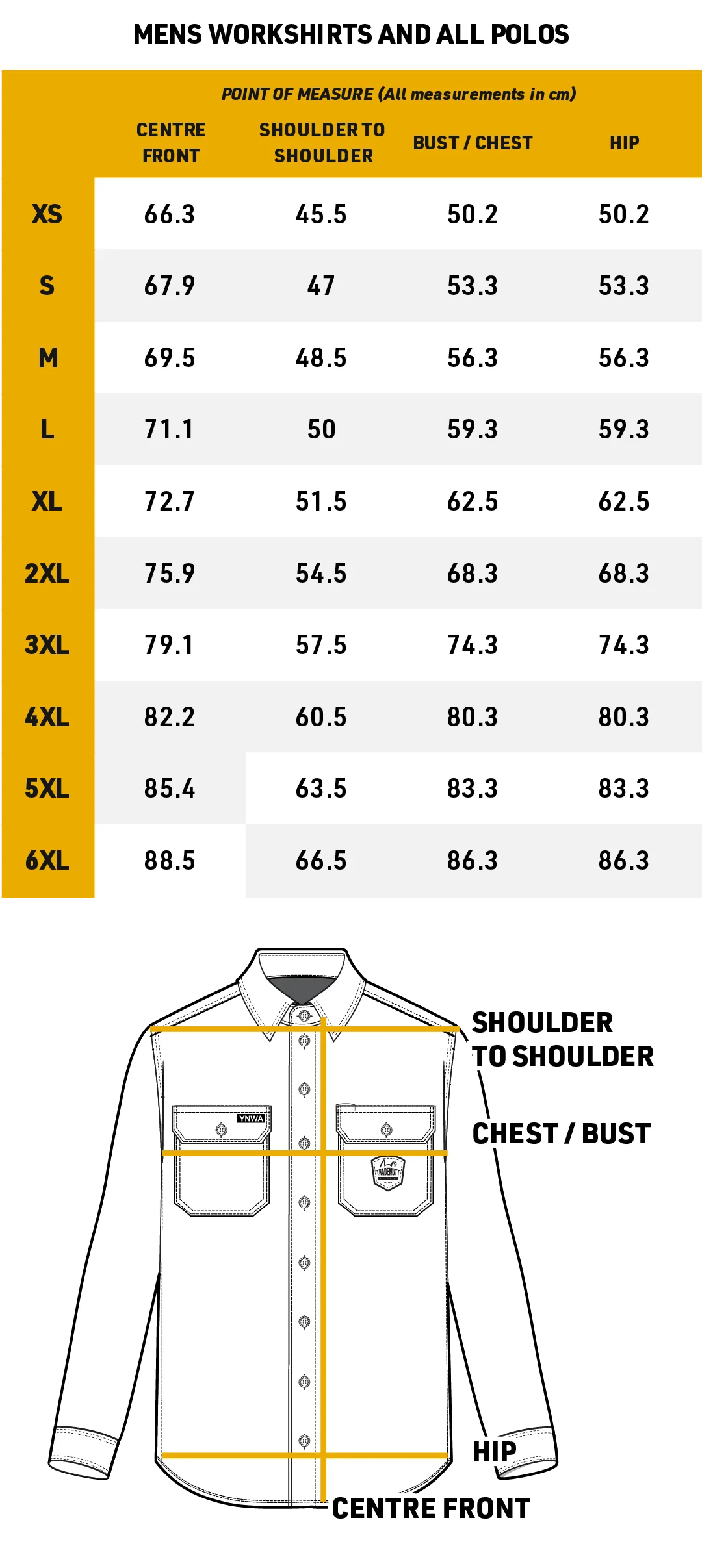 Trademutt Mens Size Chart - Bairnsdale Horse Centre