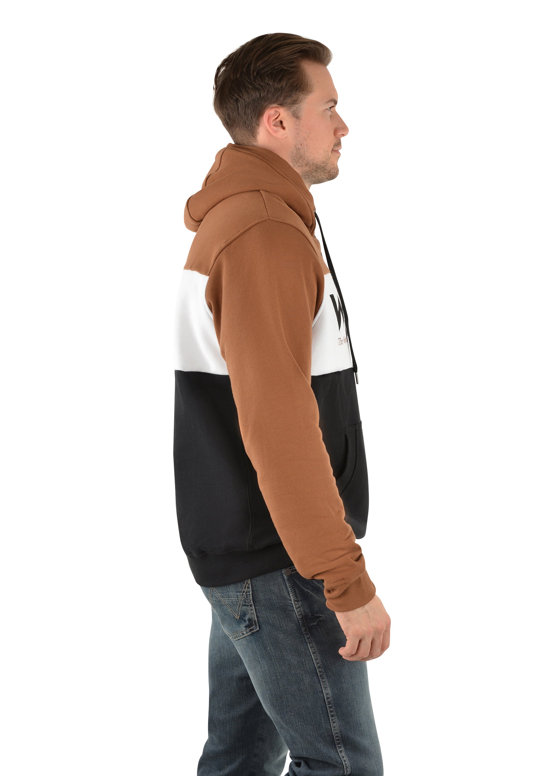 Wrangler Mens Ralph Pullover Hoodie - Dark Tan/Black - Bairnsdale Horse  Centre