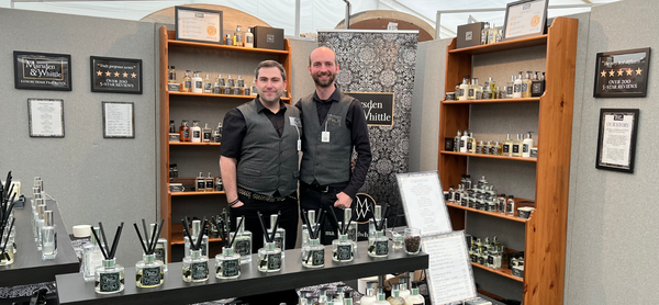 Matt and Scott standing in the Marsden and Whittle pop-up shop at the Suffolk Show.