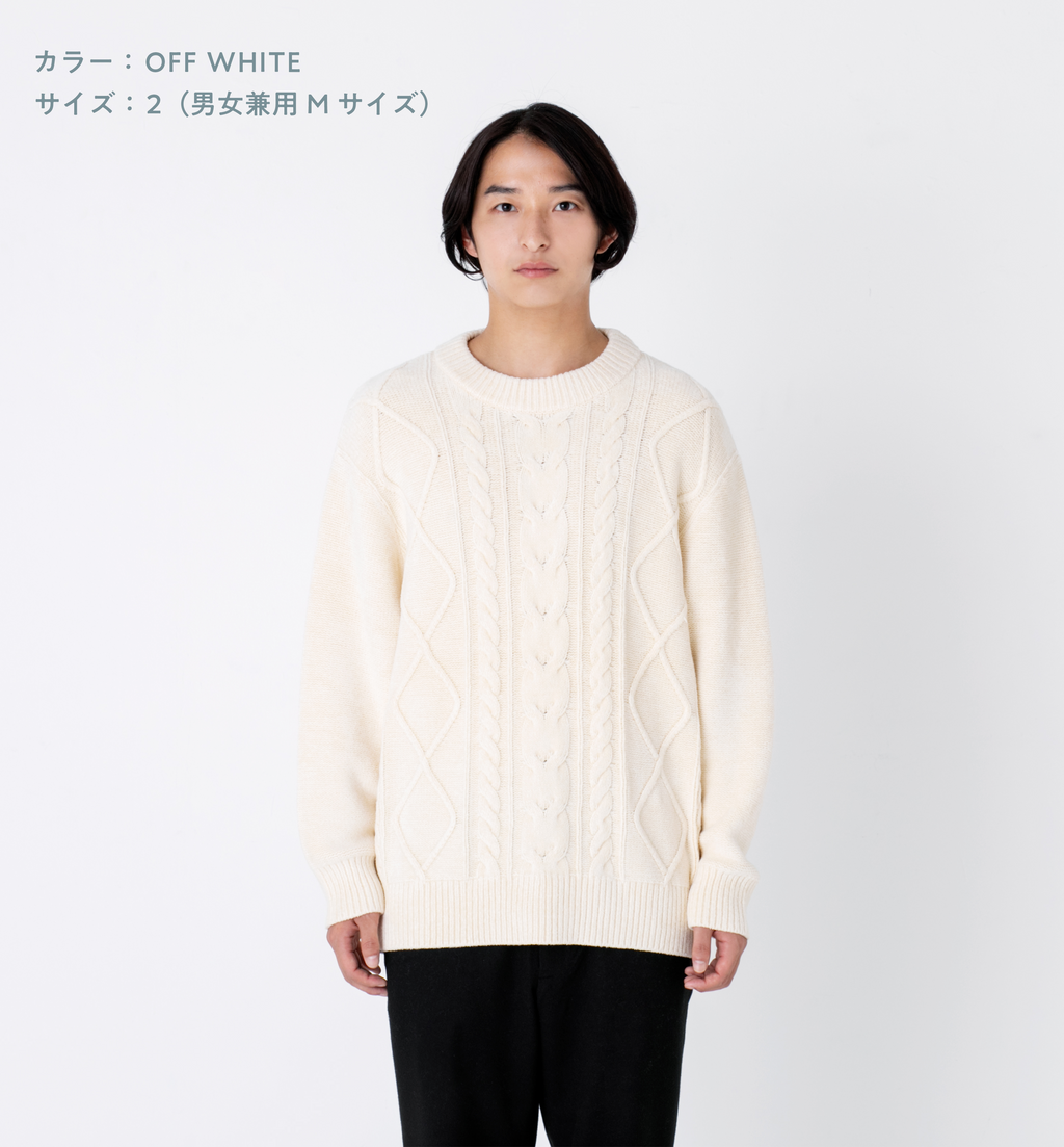 86%OFF!】 佐藤健 ABYTS CREW NECK CABLE KNIT BEIGE