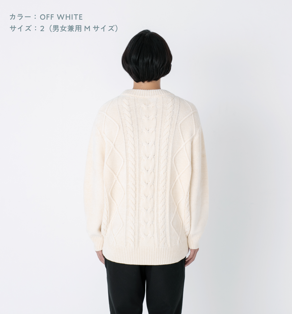OFFWHITEオフホワイト佐藤健ABYTS CREW NECK WAFFLE KNIT OFF WHITE
