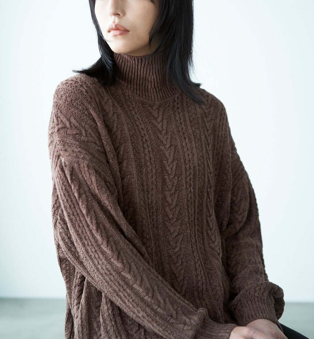 佐藤健 ABYTS CREW NECK CABLE KNIT BEIGE - ニット/セーター