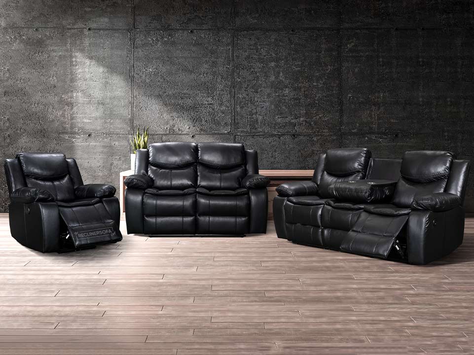 vacherie black reclining sofa