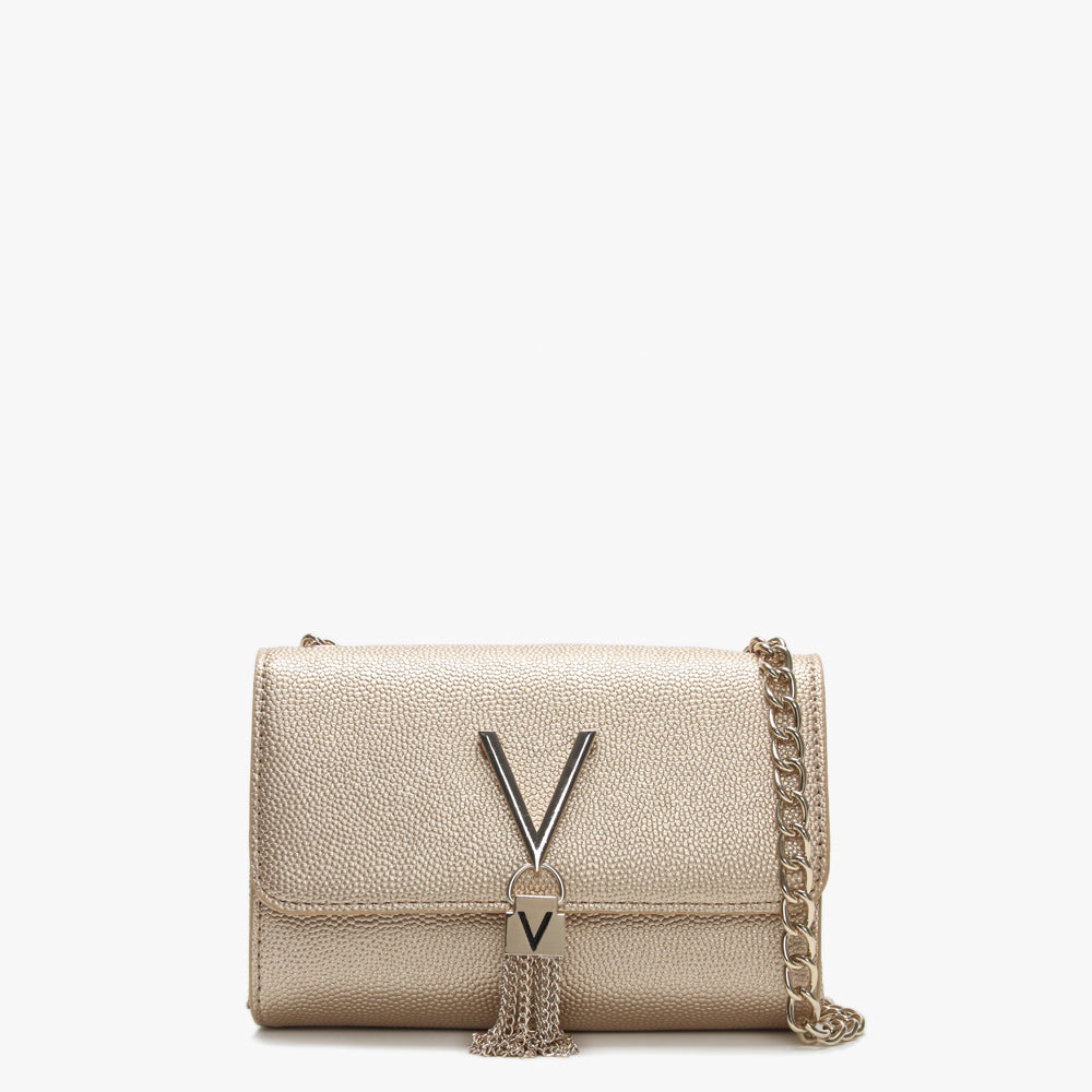 Valentino Bags Womens Divina Large Shoulder Bag In Nero Gold