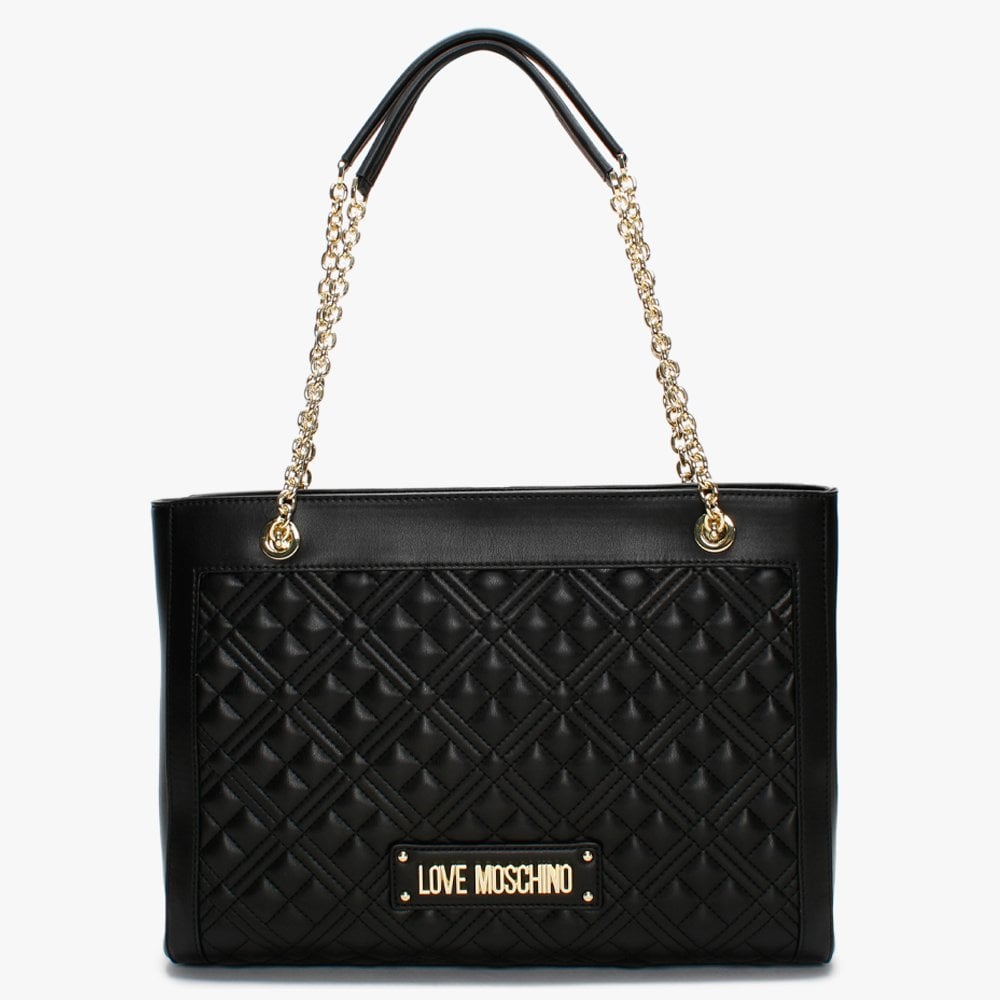 Image of Love Moschino Women's Diamond Quilt Black Tote Bag In Black