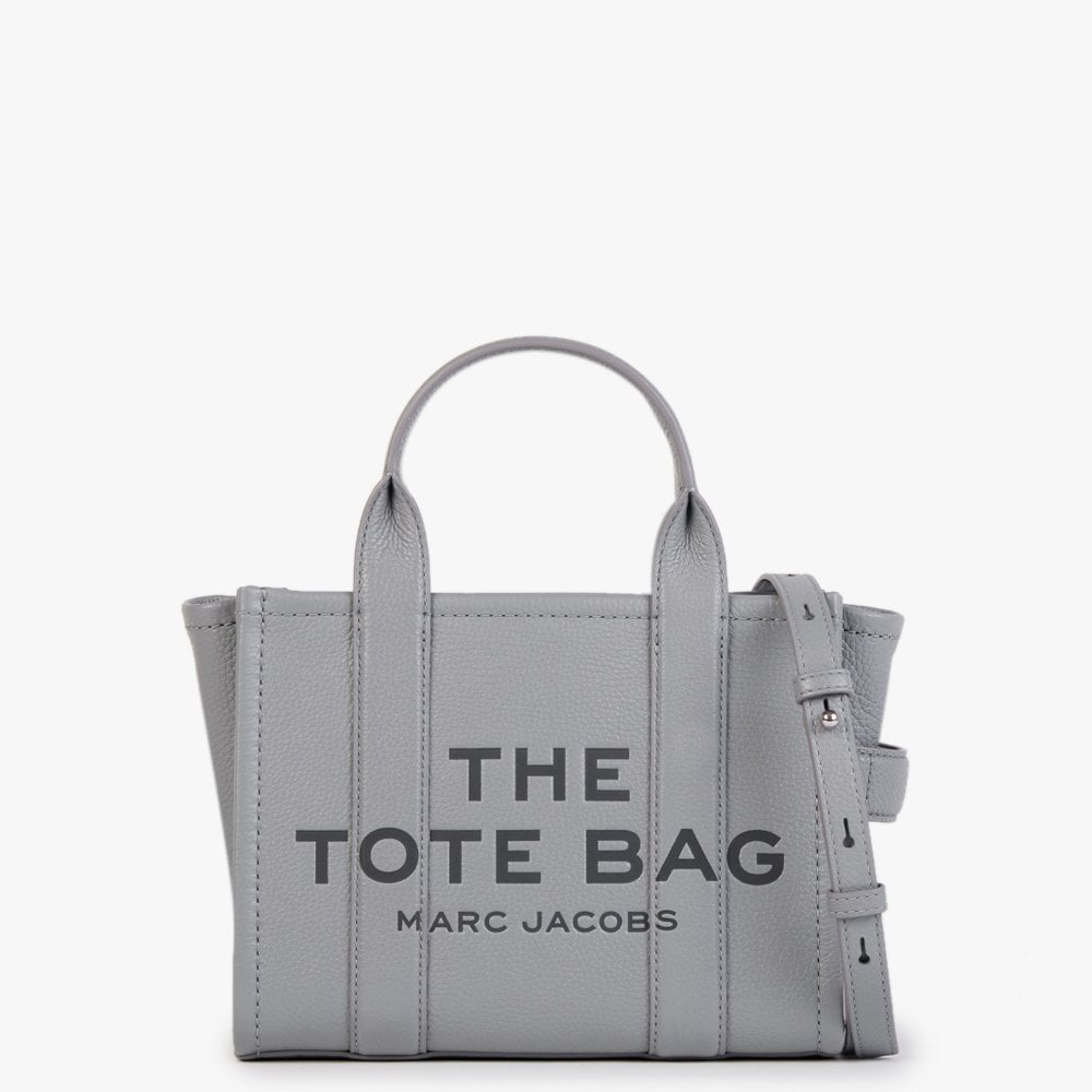 Image of Marc Jacobs Women's The Leather Small Wolf Grey Tote Bag In Grey