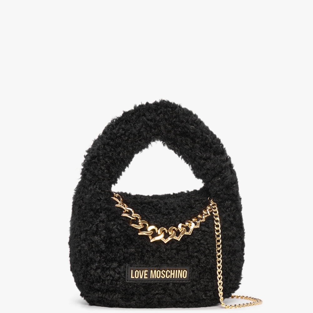 Image of Love Moschino Women's Smart Black Faux Fur Cross-Body Bag In Black