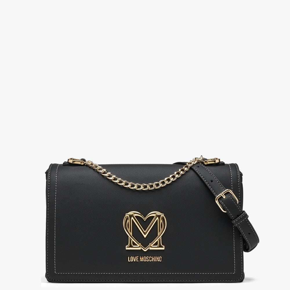 Love Moschino Women's Super Gold Black Shoulder Bag In Black