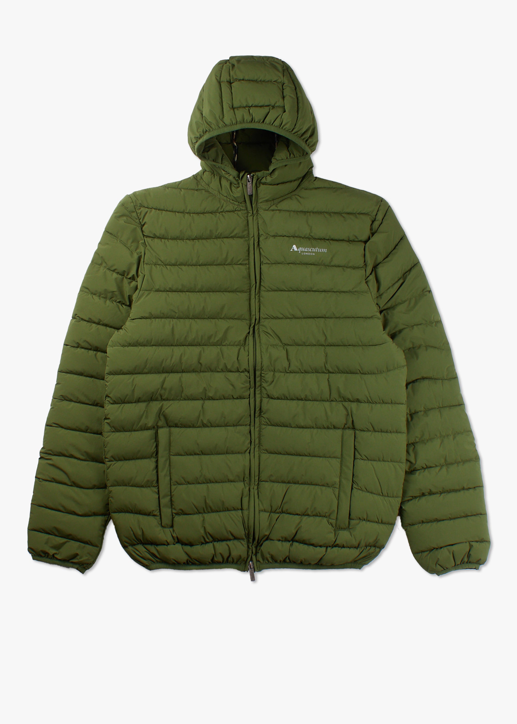 Image of Aquascutum Mens Active 100Gr Hooded Jacket In Army Green